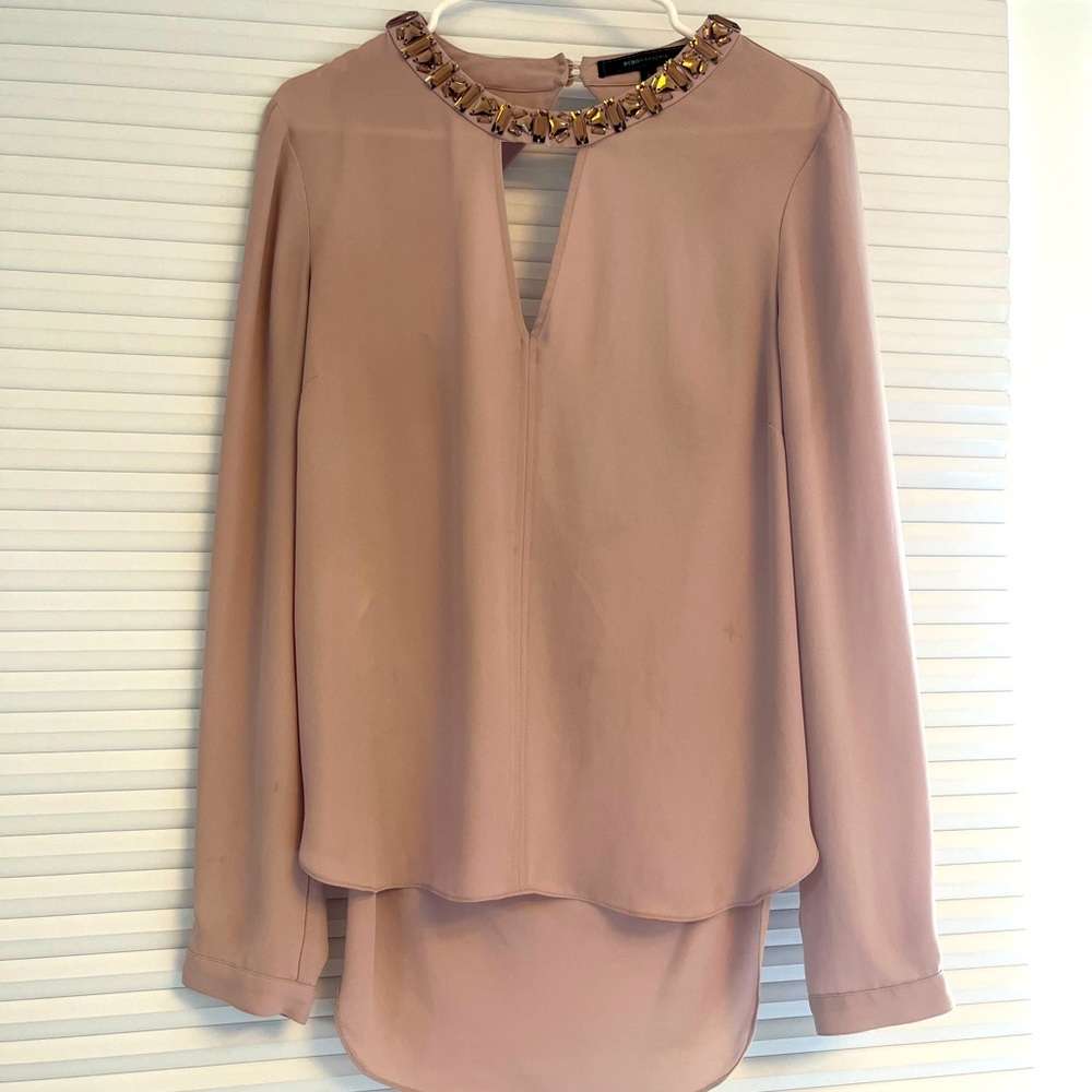 Women’s formal dress shirt BCBG, open back, jeweled